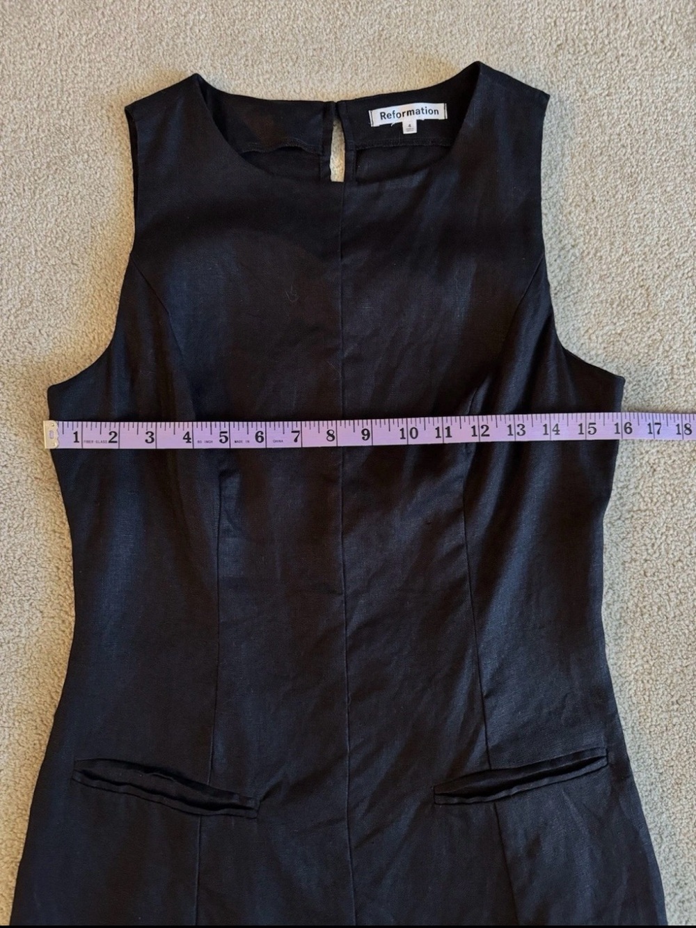 Reformation Citron Linen Dress Black Size 4 EUC - Picture 4 of 9